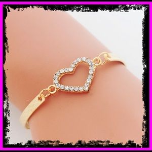 π 9k Rose Gold CZ Diamond Heart Bracelet